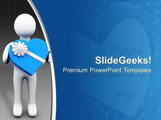 3d Man With Valentines Gift PowerPoint Templates Ppt Backgrounds For Slides 0713