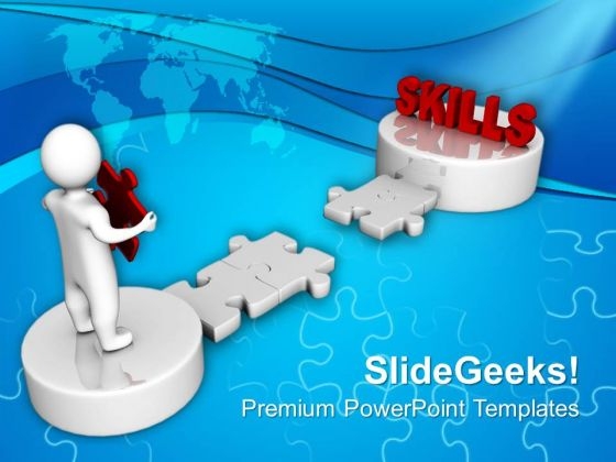 3d Men And Puzzle With Word Skills Business PowerPoint Templates And PowerPoint Themes 0912