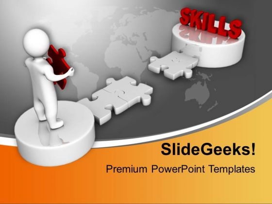 3d Men And Puzzle With Word Skills Business PowerPoint Templates Ppt Backgrounds For Slides 1112