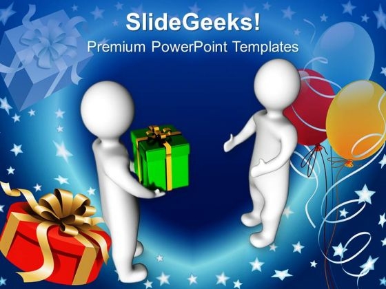 3d Men Giving Gift To Other Events PowerPoint Templates Ppt Backgrounds For Slides 1212