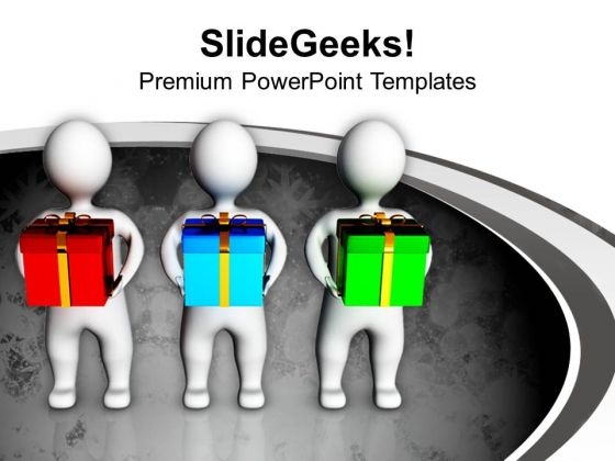 3d Men Holding Colorful Gift Boxes PowerPoint Templates Ppt Backgrounds For Slides 1212