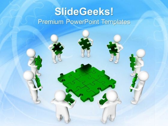 3d Men Holding Green Puzzles Business PowerPoint Templates And PowerPoint Themes 1012