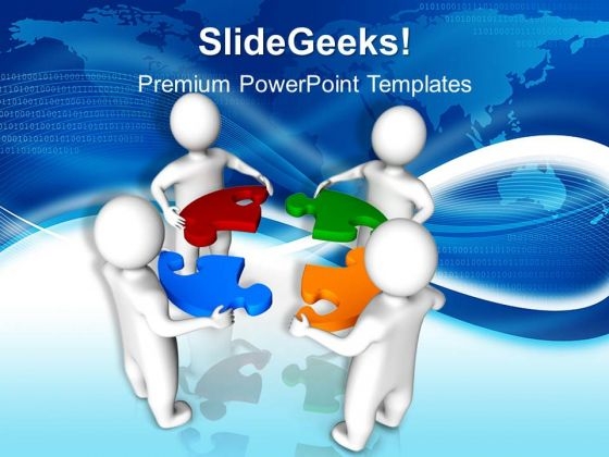 3d Men Holding Puzzle Pieces Business PowerPoint Templates And PowerPoint Themes 0912