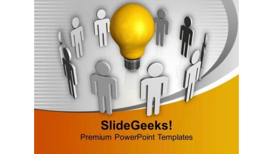 3d Men Standing Around Bulb Innovation Business PowerPoint Templates Ppt Backgrounds For Slides 0113