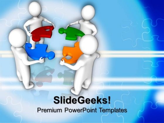 3d Men With Puzzle Pieces Jigsaw Business PowerPoint Templates And PowerPoint Themes 1012