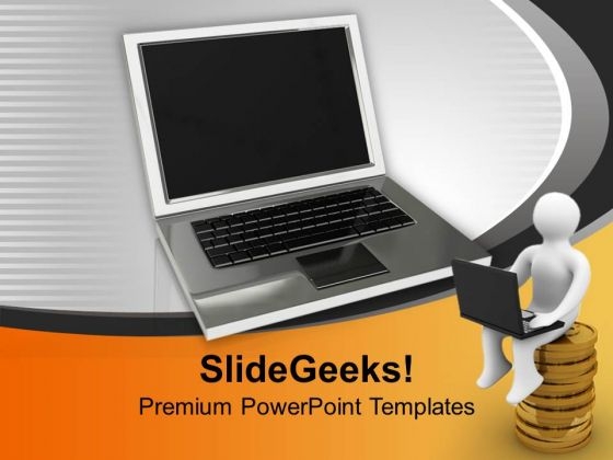 3d Men Working On Laptop For Growth Business PowerPoint Templates Ppt Backgrounds For Slides 1112