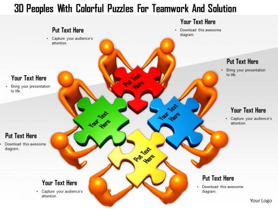 3d Peoples With Colorful Puzzles For Teamwork And Solution