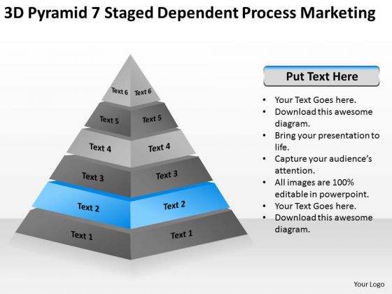 3d Pyramid 7 Staged Dependent Process Marketing Ppt Business Plan Experts PowerPoint Templates