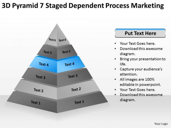 3d Pyramid 7 Staged Dependent Process Marketing Ppt Business Plan Help PowerPoint Slides
