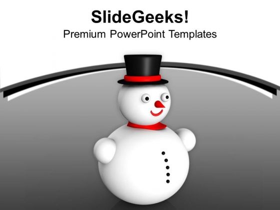 3d Snowman With Hat Holiday PowerPoint Templates Ppt Backgrounds For Slides 1212