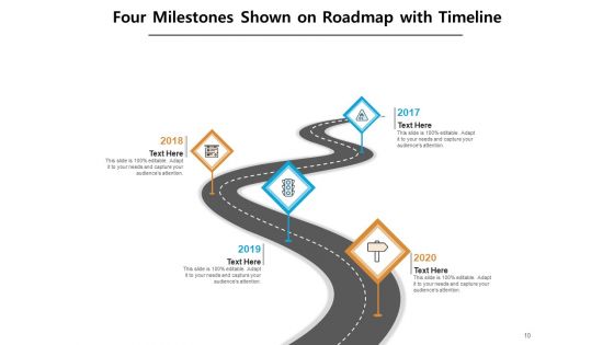 4 Major Achievement Timeline Milestones Curved Roadmap Ppt PowerPoint Presentation Complete Deck