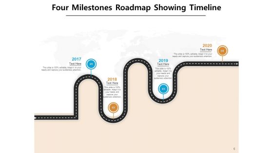 4 Major Achievement Timeline Milestones Curved Roadmap Ppt PowerPoint Presentation Complete Deck