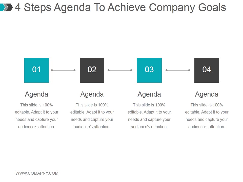 4 Steps Agenda To Achieve Company Goals Ppt PowerPoint Presentation Inspiration