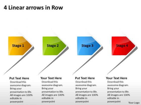 4 Linear Arrows Flowchart Template PowerPoint Templates
