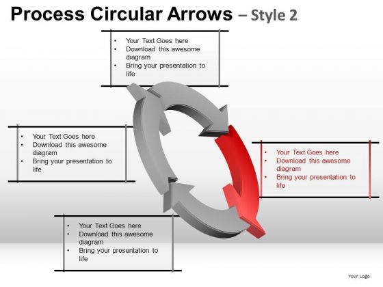 4 Stage Cycle Diagram PowerPoint Slides With Editable Process Arrows