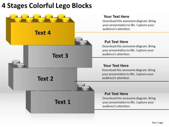 4 Stages Colorful Lego Blocks Ppt Business Plan PowerPoint Templates