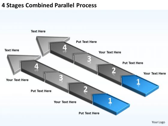 4 Stages Combined Parallel Process Marketing Plan For Small Business PowerPoint Slides