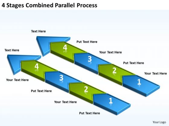 4 Stages Combined Parallel Process Web Design Business Plan PowerPoint Templates