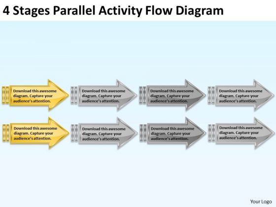 4 Stages Parallel Activity Flow Diagram Business Plan Programs PowerPoint Slides
