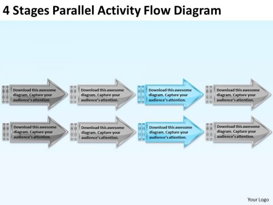 4 Stages Parallel Activity Flow Diagram Business Pro Plan PowerPoint Templates