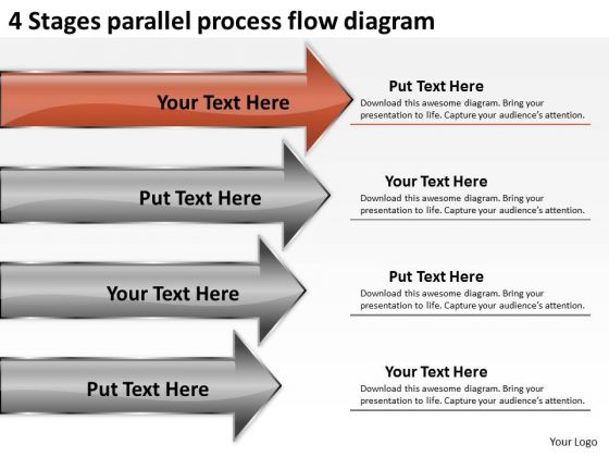 4 Stages Parallel Process Flow Diagram Ppt Business Plan Cover Letter PowerPoint Slides