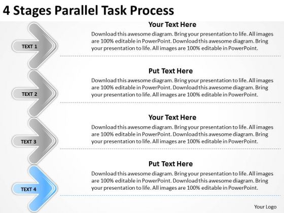 4 Stages Parallel Task Process Ppt Sales Business Plan Outline PowerPoint Templates