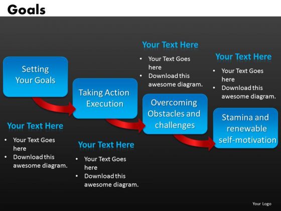 4 Stages Steps Process Diagram PowerPoint Slides