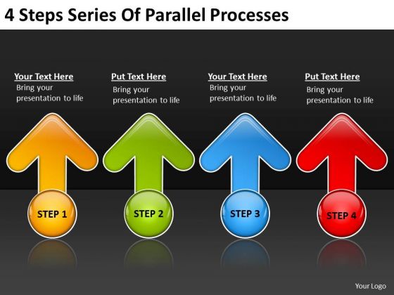 4 Steps Series Of Parallel Processes Courier Business Plan PowerPoint Templates