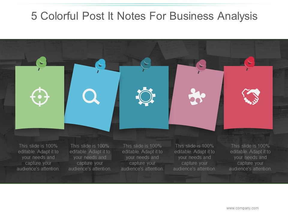 5 Colorful Post It Notes For Business Analysis Ppt PowerPoint Presentation Infographics