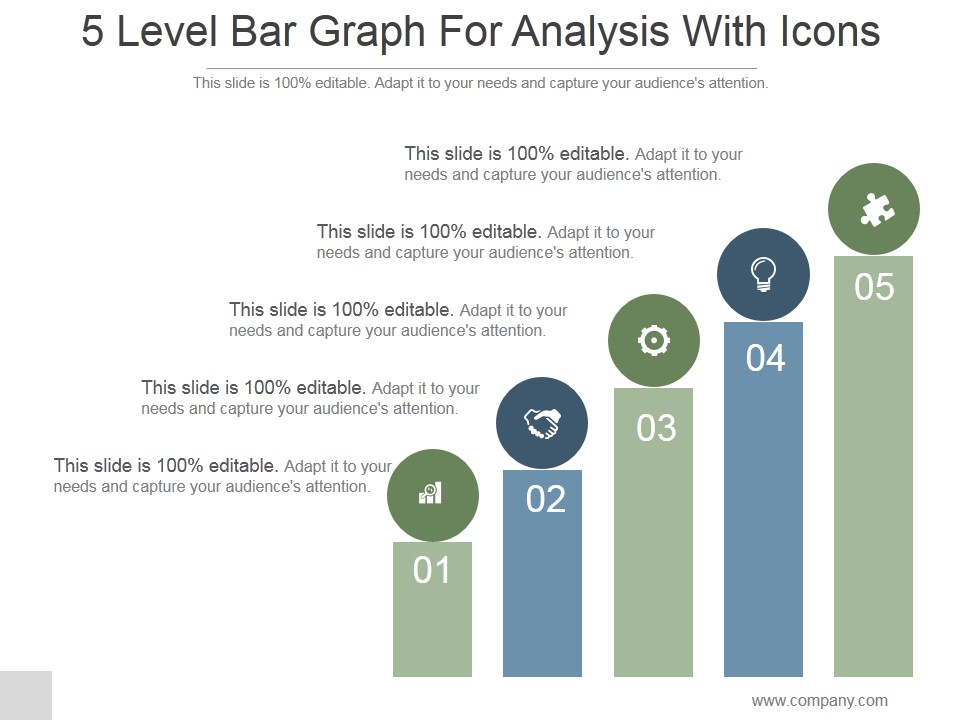 5 Level Bar Graph For Analysis With Icons Ppt PowerPoint Presentation Shapes