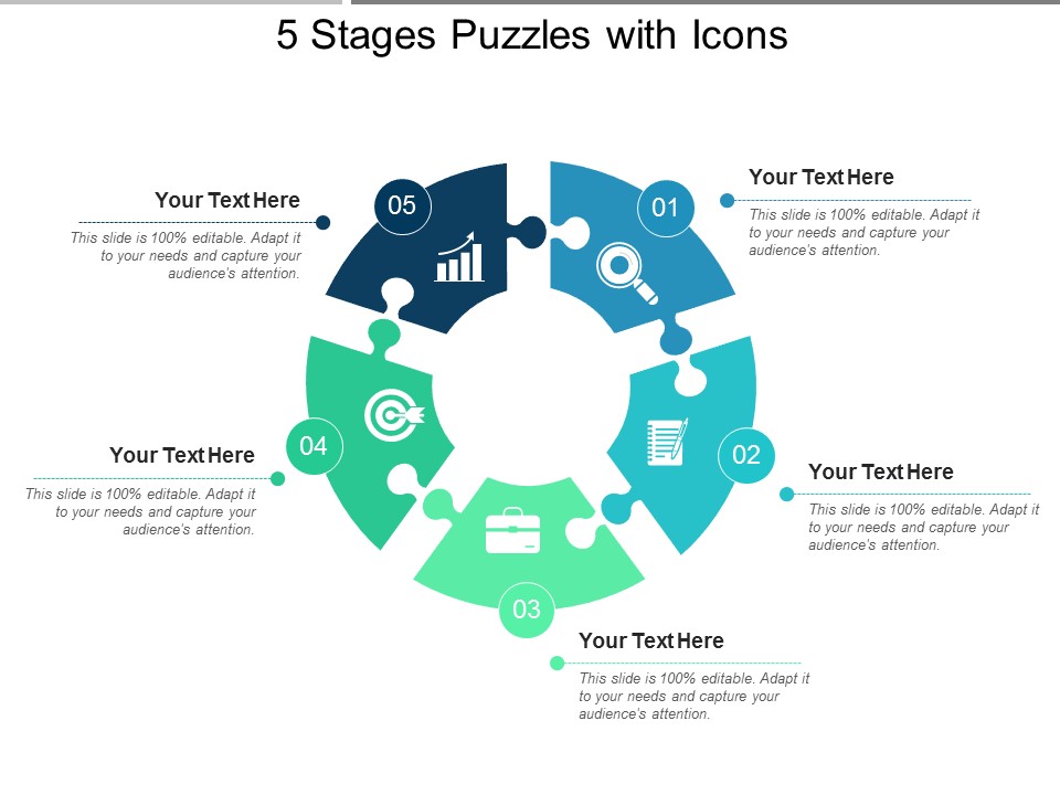 5 Stages Puzzles With Icons Ppt PowerPoint Presentation Ideas Files