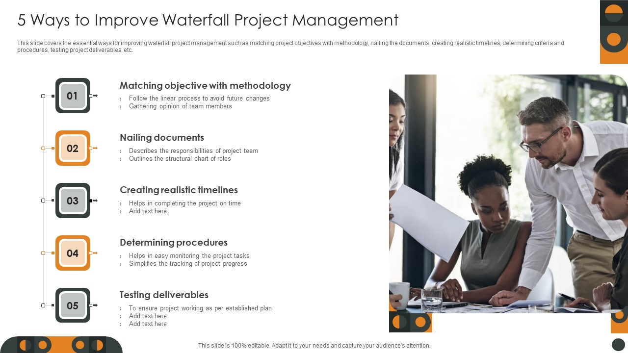5 Ways To Improve Waterfall Project Management Portrait PDF