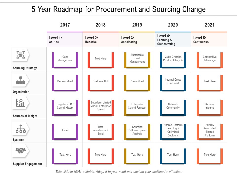 5 Year Roadmap For Procurement And Sourcing Change Portrait