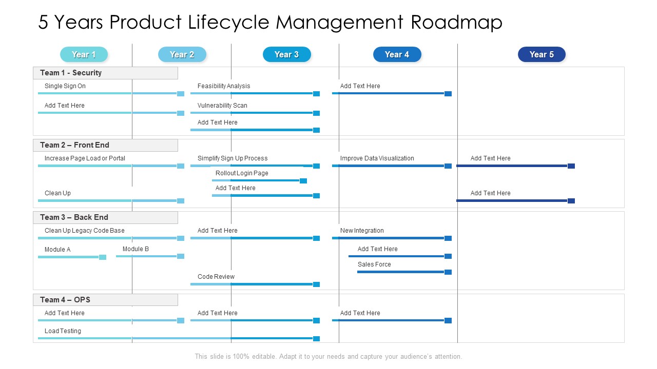 5 Years Product Lifecycle Management Roadmap Formats