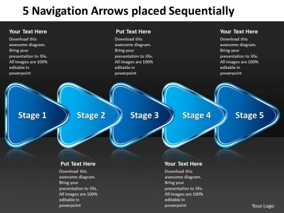 5 Navigation Arrows Placed Sequentially Schematic Design PowerPoint Templates