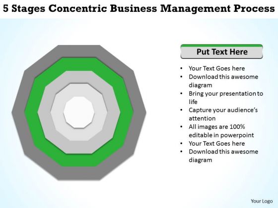 5 Stages Concentric Business Management Process Plan PowerPoint Templates