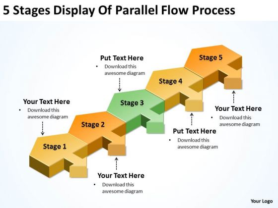 5 Stages Display Of Parallel Flow Process Startup Business Plan Template PowerPoint Templates