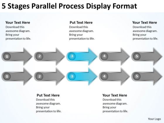 5 Stages Parallel Process Display Format Sample Of Small Business Plan PowerPoint Templates