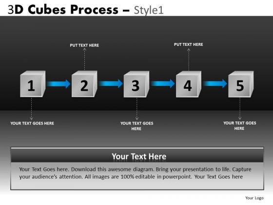 5 Stages Process Flow Chart Diagrams Powerpooint Templates