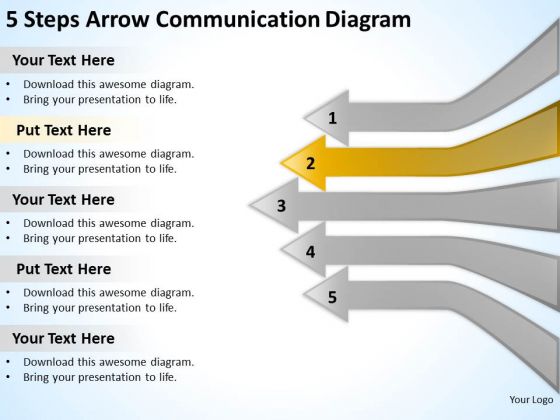 5 Steps Arrow Communication Diagram Real Estate Business Plan Examples PowerPoint Slides