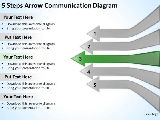 5 Steps Arrow Communication Diagram Startup Business Plan PowerPoint Templates