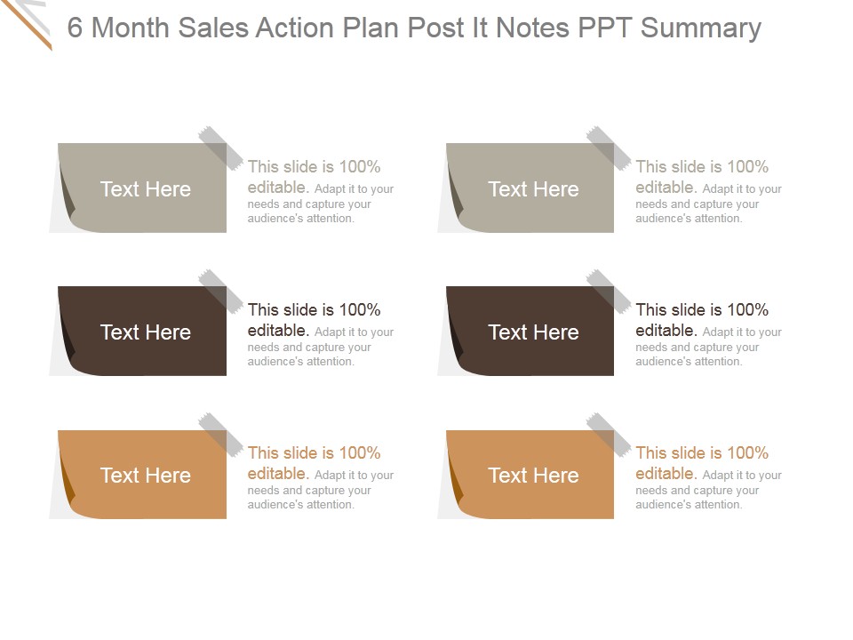 6 Month Sales Action Plan Post It Notes Ppt PowerPoint Presentation Inspiration