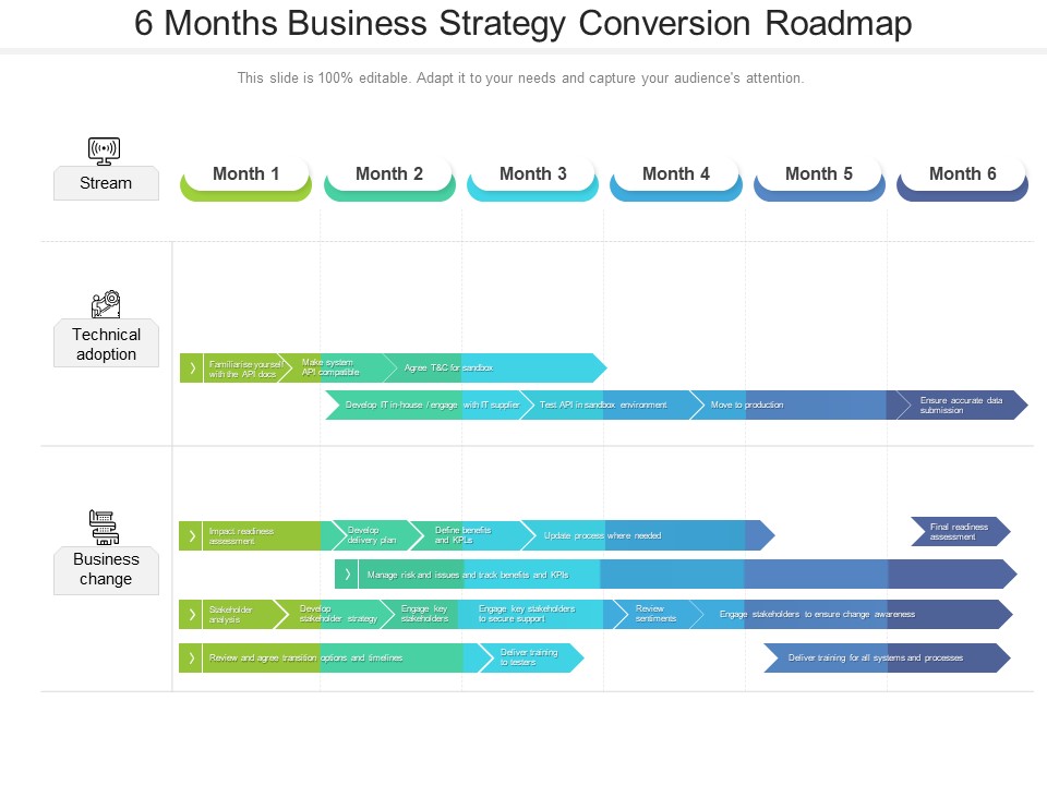 6 Months Business Strategy Conversion Roadmap Structure