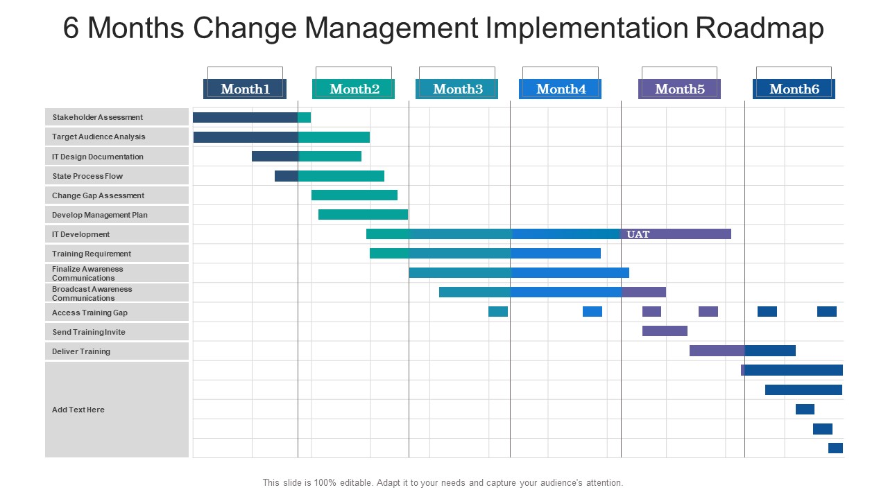 6 Months Change Management Implementation Roadmap Background