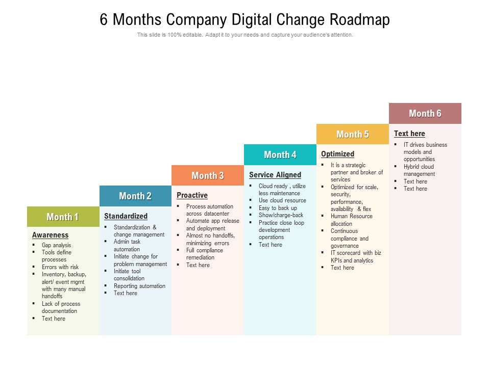 6 Months Company Digital Change Roadmap Sample