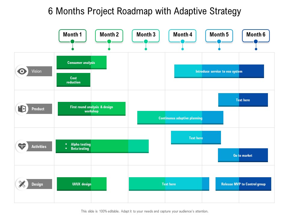 6 Months Project Roadmap With Adaptive Strategy Formats
