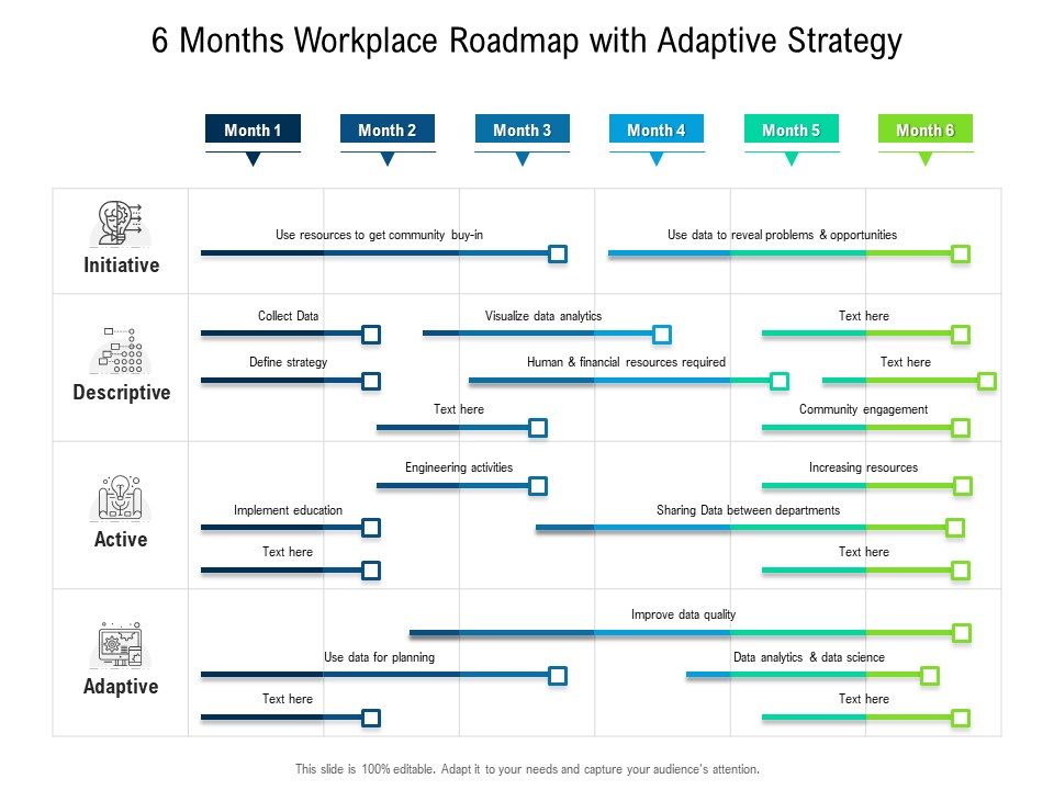 6 Months Workplace Roadmap With Adaptive Strategy Portrait