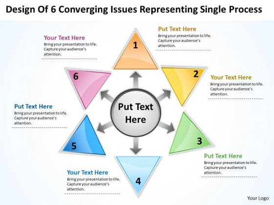6 Converging Issues Representing Single Process Circular Motion Chart PowerPoint Templates