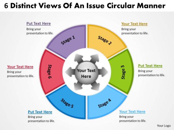 6 Distinct Views Of An Issue Circular Manner Flow Chart PowerPoint Slides