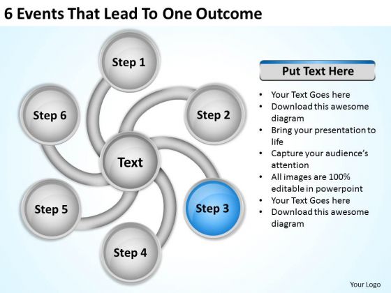 6 Events That Lead To One Outcome Business Plan Template Free PowerPoint Templates
